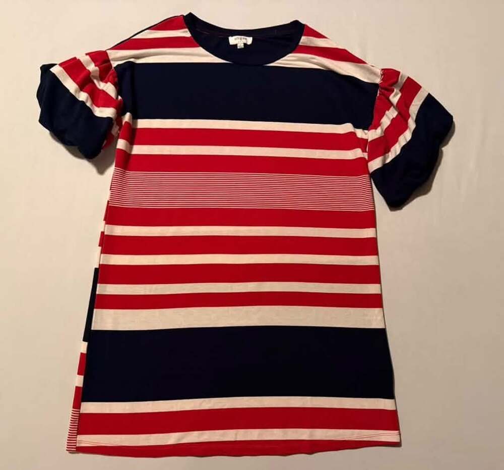 Umgee Red White And Blue Striped Tunic Women’s Size Large Dress